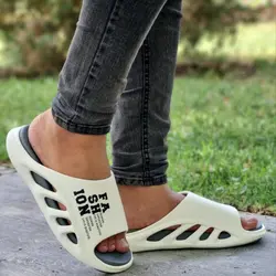 حراج ویژه دمپایی مردانه پسرانه  راحت وسبک رنگ کرم طوسی  جذاب  و شیک با ارسال رایگان