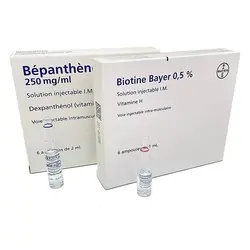 آمپول بیوتین و بپانتن (۶ جفت) بایر آلمان | Biotine and Bepanthene ampoule Bayer