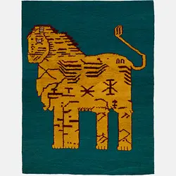 گلیم فرش دستباف تصویری طرح شیر R-67455