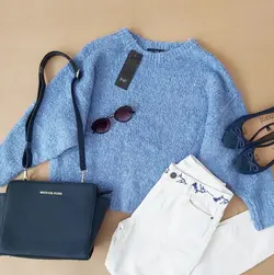 بافت ابی پولک دار f&f