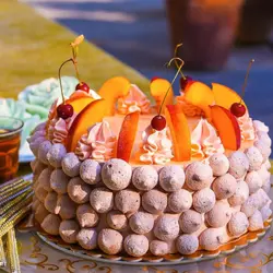 کیک بستنی سربه هلو و انبه