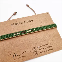 M0121 _ دستبند مورس سبز مات Love ( منجوق میوکی )