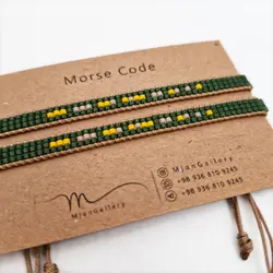 M0119 _ دستبند مورس سبز مات Soulmate ( منجوق میوکی )