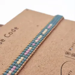 M0115 _ دستبند مورس فیلی صورتی و کرم I Love You ( منجوق میوکی )