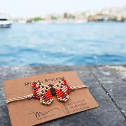 M0070 _ دستبند پروانه قرمز ( منجوق میوکی )