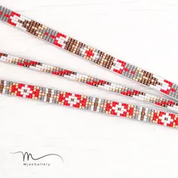 M0010 _ دستبند قرمز طوسی ( منجوق میوکی )