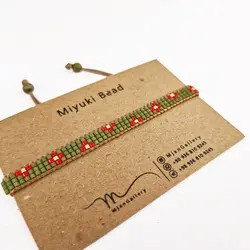 M0147 _ دستبند گل رز، منجوق سبز مات  ( منجوق میوکی )