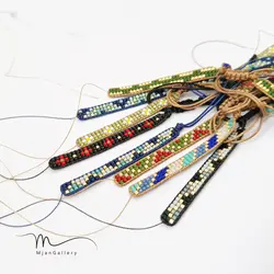 M0157 _ دستبند نیمه آماده باریک، سه ردیفه ( منجوق میوکی )