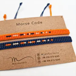 M0120 _ دستبند مورس کرم، سرمه ای، نارنجی Soulmate ( منجوق میوکی )