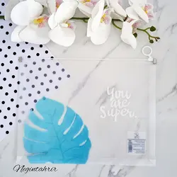 پوشه آ۴ شفاف زیپ دار طرح برگ