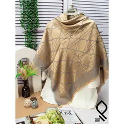 روسری نخ ابریشم ژاکارد لمه دار طرح دیور RZHA99