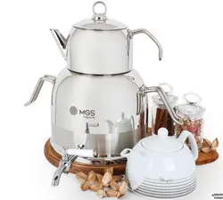 کتری قوری شیردار استیل دسته طلایی ام جی اس MGS