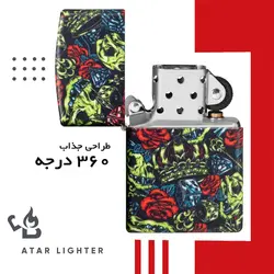 فندک زیپو اصل 49696 طرح اسکلت و تاج پادشاهی