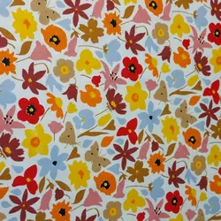 پارچه نخ پنبه گلدار زمینه سفید (B17)