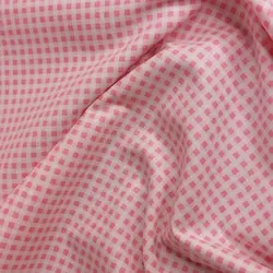 پارچه کتان نخ چهارخونه صورتی کالباسی (F40)