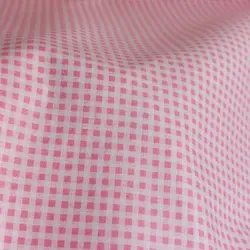 پارچه کتان نخ چهارخونه صورتی کالباسی (F40)