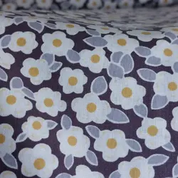 پارچه کتان نخ گلدار زمینه طوسی (F09)