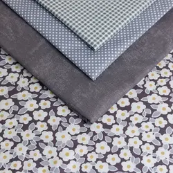 پارچه کتان نخ گلدار زمینه طوسی (F09)