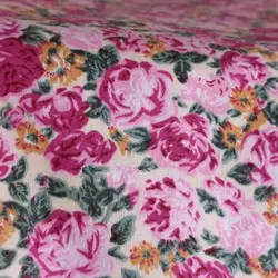 پارچه کتان نخ گلدار زمینه کرم (F05)