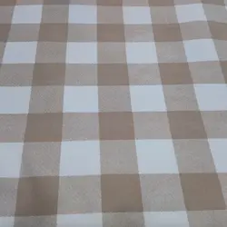 پارچه کتان داک چهارخونه کرم شکلاتی (D04)