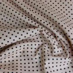 پارچه کتان نخ خالدار کرم قهوه ای (F16)