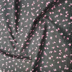 پارچه کتان نخ گل ریز زمینه مشکی (F53)