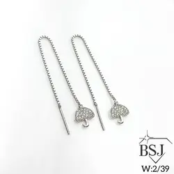 گوشواره آویز نقره طرح بخیه چتر BSJ-G478