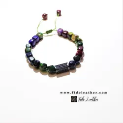ست چشم ببر مولتی کالر+ مدال عقیق سیاه+ مهره ی سواروسکی