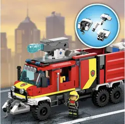 لگو سری سیتی مدل کامیون فرماندهی آتش نشانی 60374 - LEGO® City Fire Brigade Command Truck 60374-Toy Construction Set with Unmanned Land and Air Vehicles