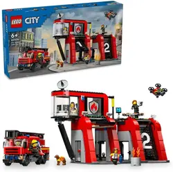 لگو سری سیتی مدل ایستگاه آتش نشانی با ماشین آتش نشانی 60414 - LEGO City Fire Station with Fire Truck 60414- Creative Toy Building Set with Fire Garage
