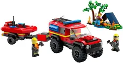 لگو سری سیتی مدل کامیون آتش نشانی 4x4 با قایق نجات 60412 - LEGO City 4x4 Fire Truck with Rescue Boat 60412