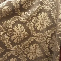 پارچه مخمل ترک مناسب مبل و دکوری پرده در عرض 140 در طرح متنوع رنگ قهوه ای خردلی