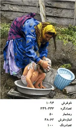 نخ و نقشه تابلو فرش دستبافت طرح سر شور کد ۱۰۹۴