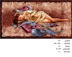 نخ و نقشه تابلو فرش دستبافت  ، طرح دختر جواهر فروش  ، کد ۱۶۰