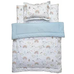 ست تشک و پتو نوزاد3 تکه طرح رنگین کمان آبی