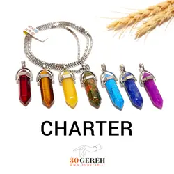 گردنبند های منشوری با سنگ های معدنی اصل و زنجیر استیل