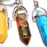 گردنبند های منشوری با سنگ های معدنی اصل و زنجیر استیل