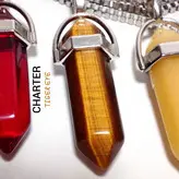 گردنبند های منشوری با سنگ های معدنی اصل و زنجیر استیل