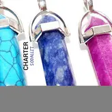 گردنبند های منشوری با سنگ های معدنی اصل و زنجیر استیل