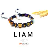 دستبند هفت چاکرای سنگی اصل بافت چرم و سنگ حدید