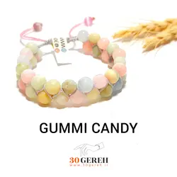 دستبند سنگی اصل سنگ معدنی آمازونیت و مورگانایت رنگ پاستیلی دخترانه