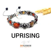 دستبند سنگی عقیق اصل و معدنی چهار تراش با بافت چرمی قیام