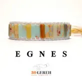دستبند سنگی استوانه ای جاسپر رسوبی و آمازونیت اصل تراش لوله ای