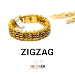 دستبند چرم طبیعی و زنجیر کارتیر استیل ترکیبی زیگزاگ در سی گره