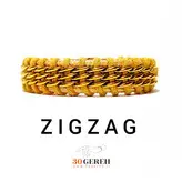 دستبند چرم طبیعی و زنجیر کارتیر استیل ترکیبی زیگزاگ در سی گره