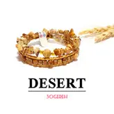 دستبند سنگی جاسپر پیکچر اصل دو ردیفه با بافت چرمی صحرا