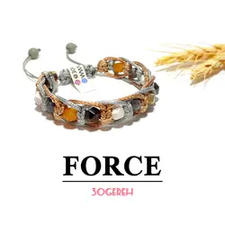 دستبند سنگی تراش استار 4 سنگ با بافت چرمی نیرو