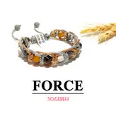 دستبند سنگی تراش استار 4 سنگ با بافت چرمی نیرو