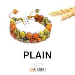دستبند سنگی اصل جاسپر قرمز و سبز مات سنگ اورجینال دستبند جلگه