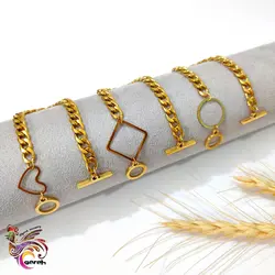 دستبند کارتیر تمام استیل با پلاک های خاص و قفل تی T